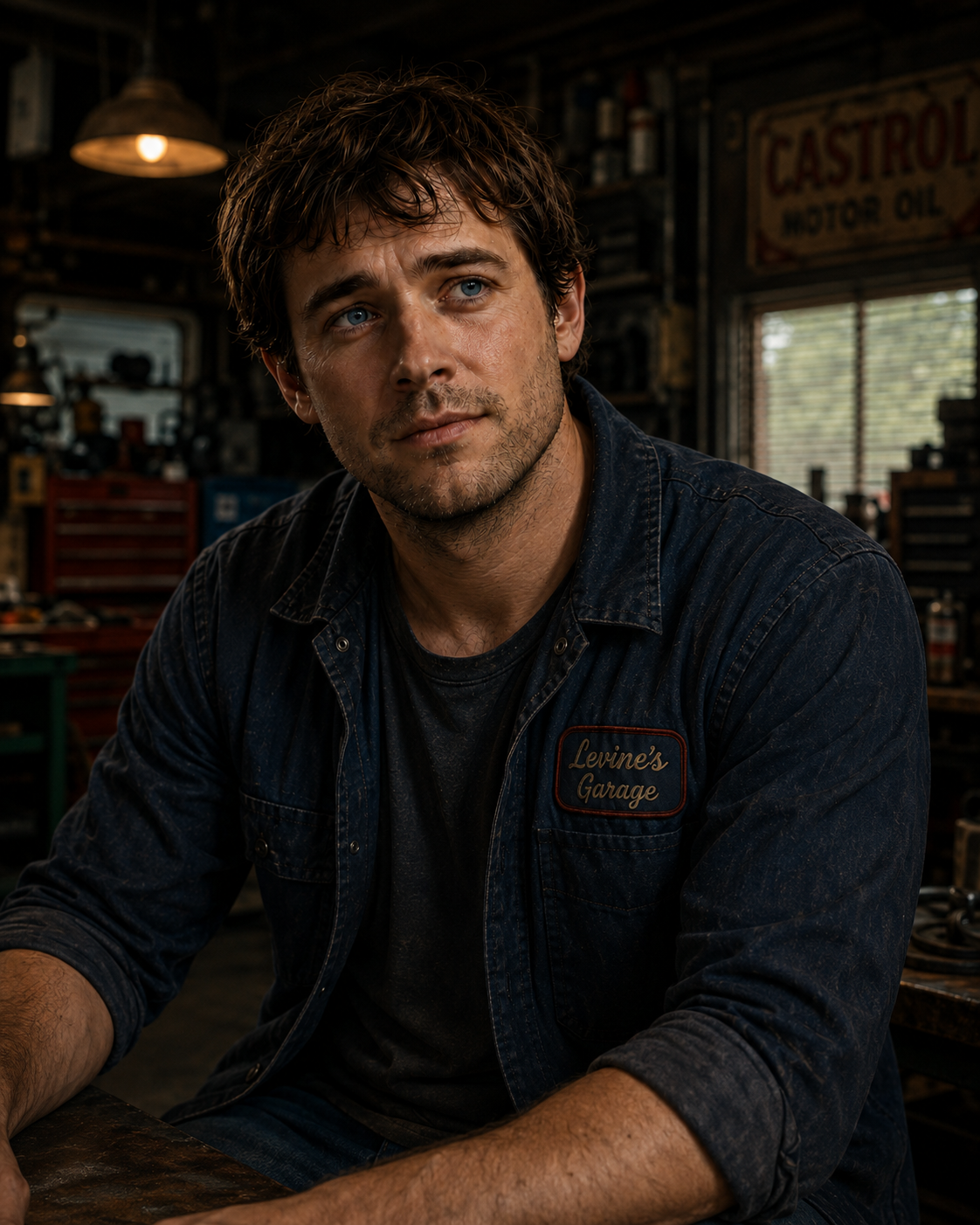 Portrait of Chandler Blood in Levine's Garage