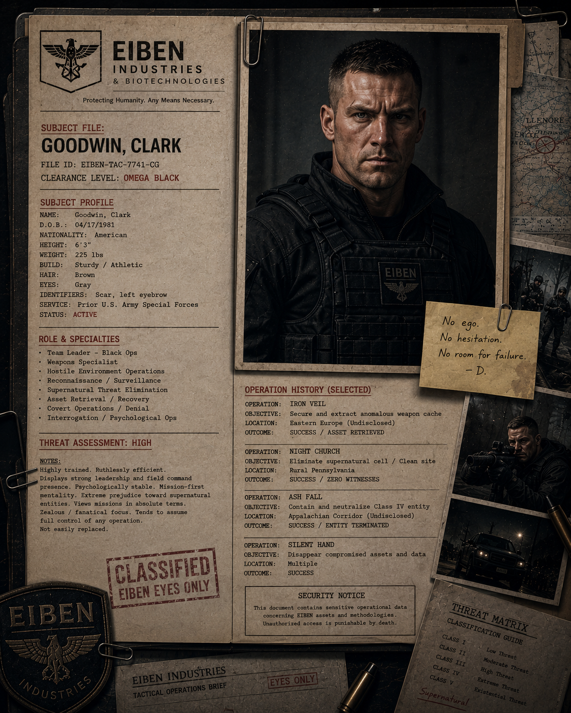 Portrait of Clark Goodwin in EIBEN field gear